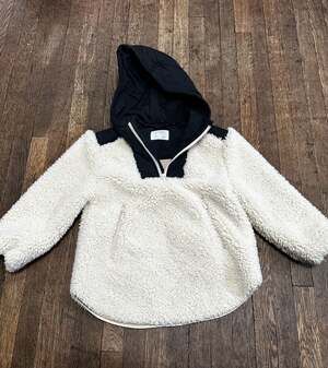 Zara Kids Combination Sherpa Fleece Hooded Pullover Jacket size 7